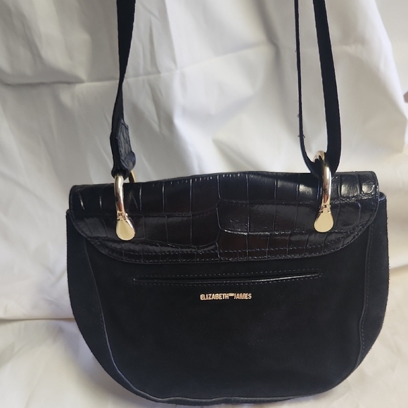 Elizabeth and James Black Crossbody Bag with Croc-Embossed Texture - Picture 7 of 8